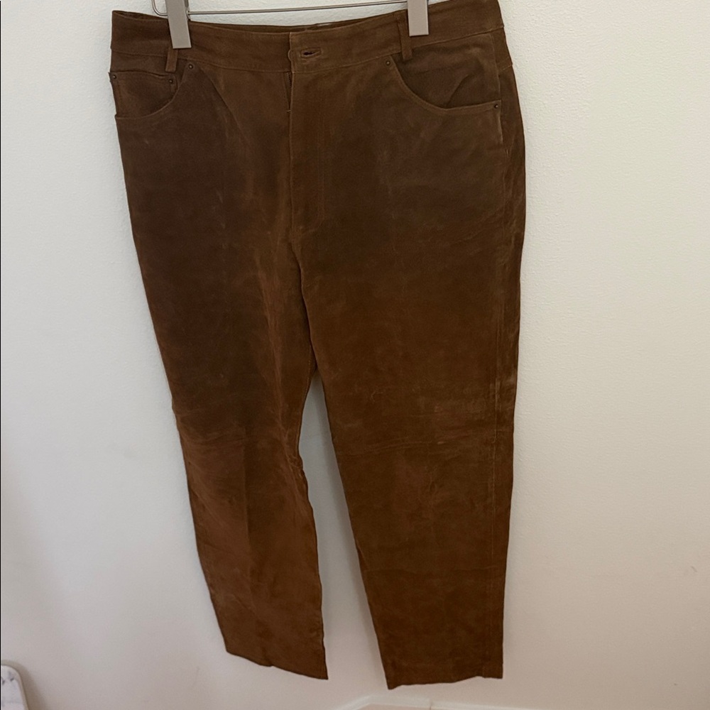 bagatelle Brown Suede Straight-Leg Pants